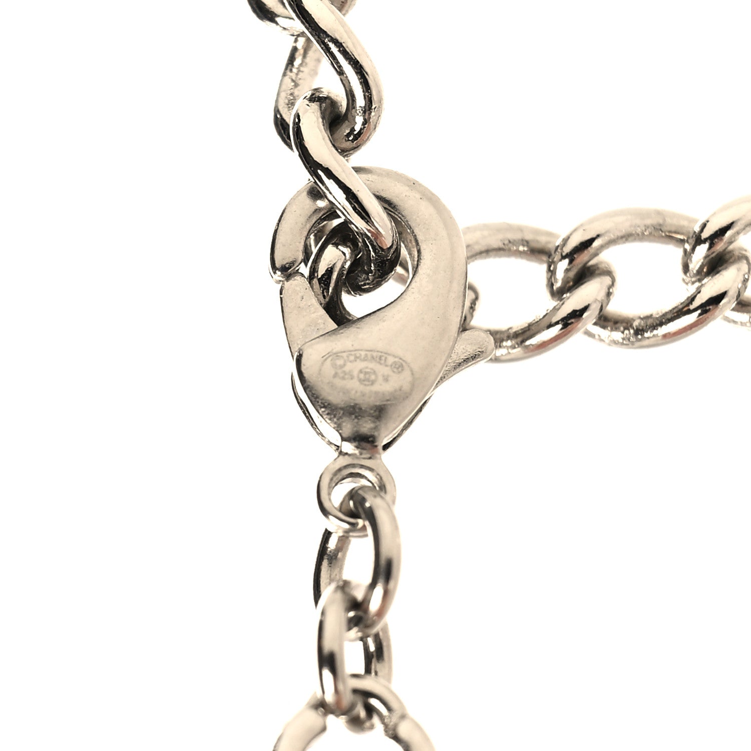 Chanel Metal CC Short Chain Necklace Silver 4 of 5