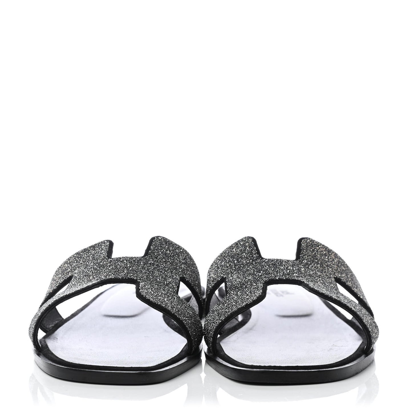 Suede Goatskin Crystal Powder Oran Sandals 40 Black