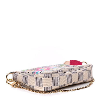 Louis Vuitton Damier Azur 2021 Christmas Animation Hollywood Mini Pochette Accessories Fuchsia 4 of 11