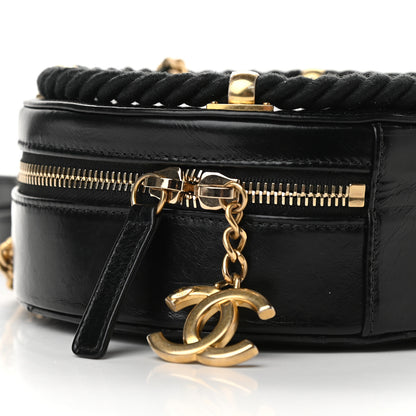 Chanel Crumpled Calfskin Cotton Small En Vogue Round Bag Black 7 of 9