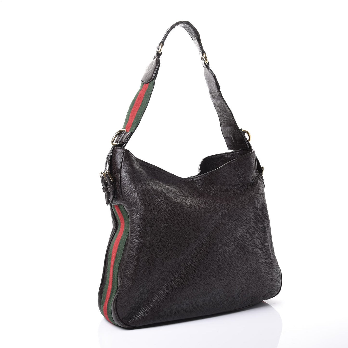 Pebbled Calfskin Medium Heritage Shoulder Bag Dark Brown