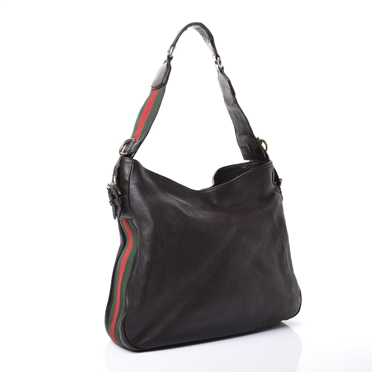 Gucci Pebbled Calfskin Medium Heritage Shoulder Bag Dark Brown 2 of 13