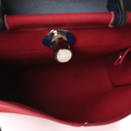 Hermes Military Toile Vache Hunter Herbag Zip 31 PM Rouge Grenat Bleu Saphir 6 of 10