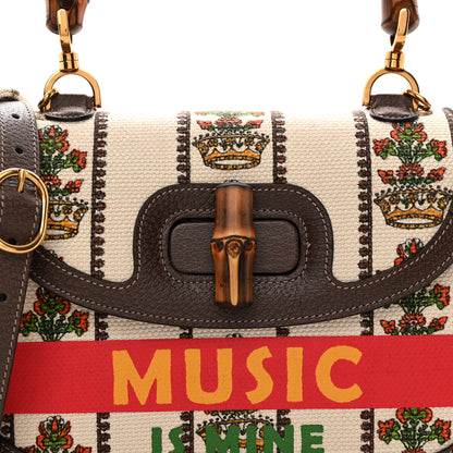 Gucci Canvas Calfskin 100 Centennial Music Medium Bamboo 1947 Top Handle Bag Multicolor 8 of 11