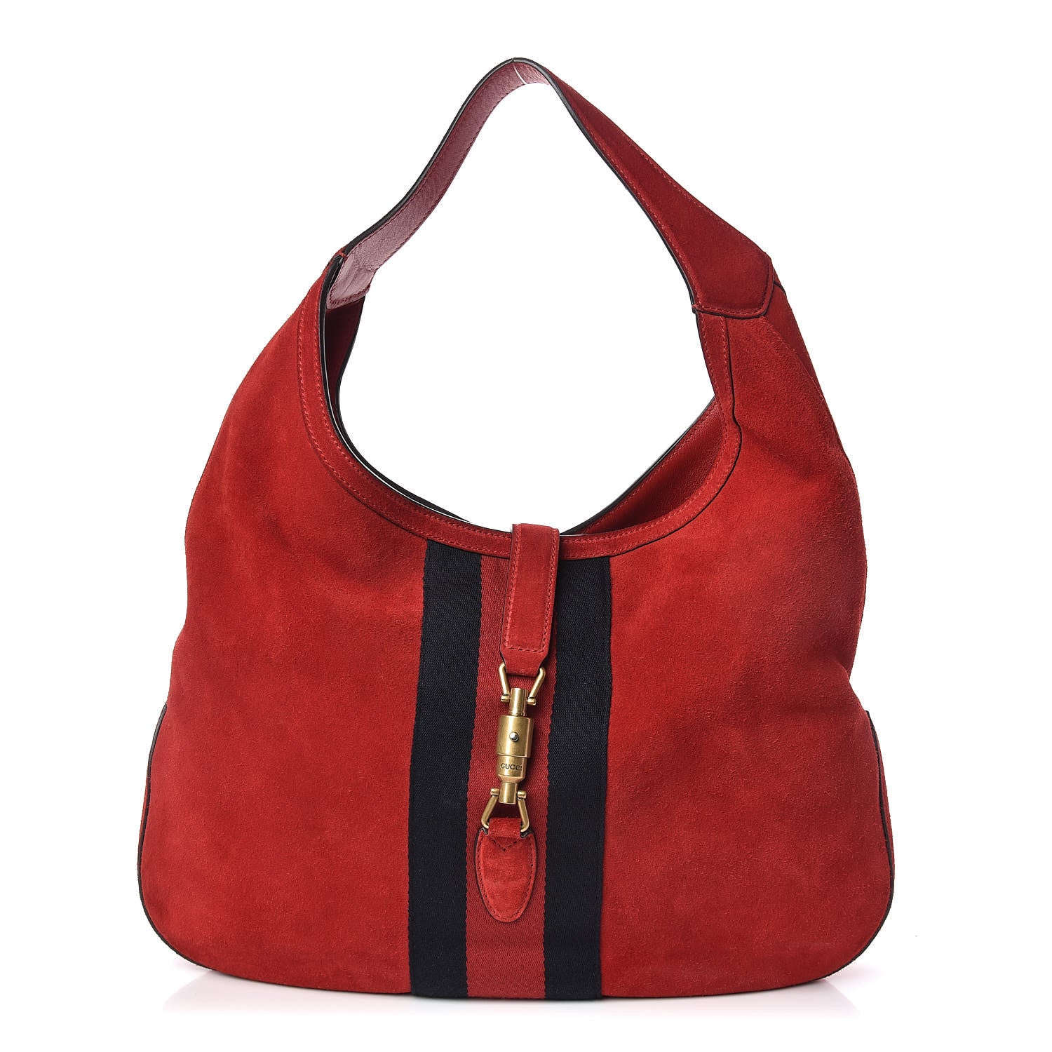 Gucci Soft Suede Web Large Jackie Hobo Red 3 of 19