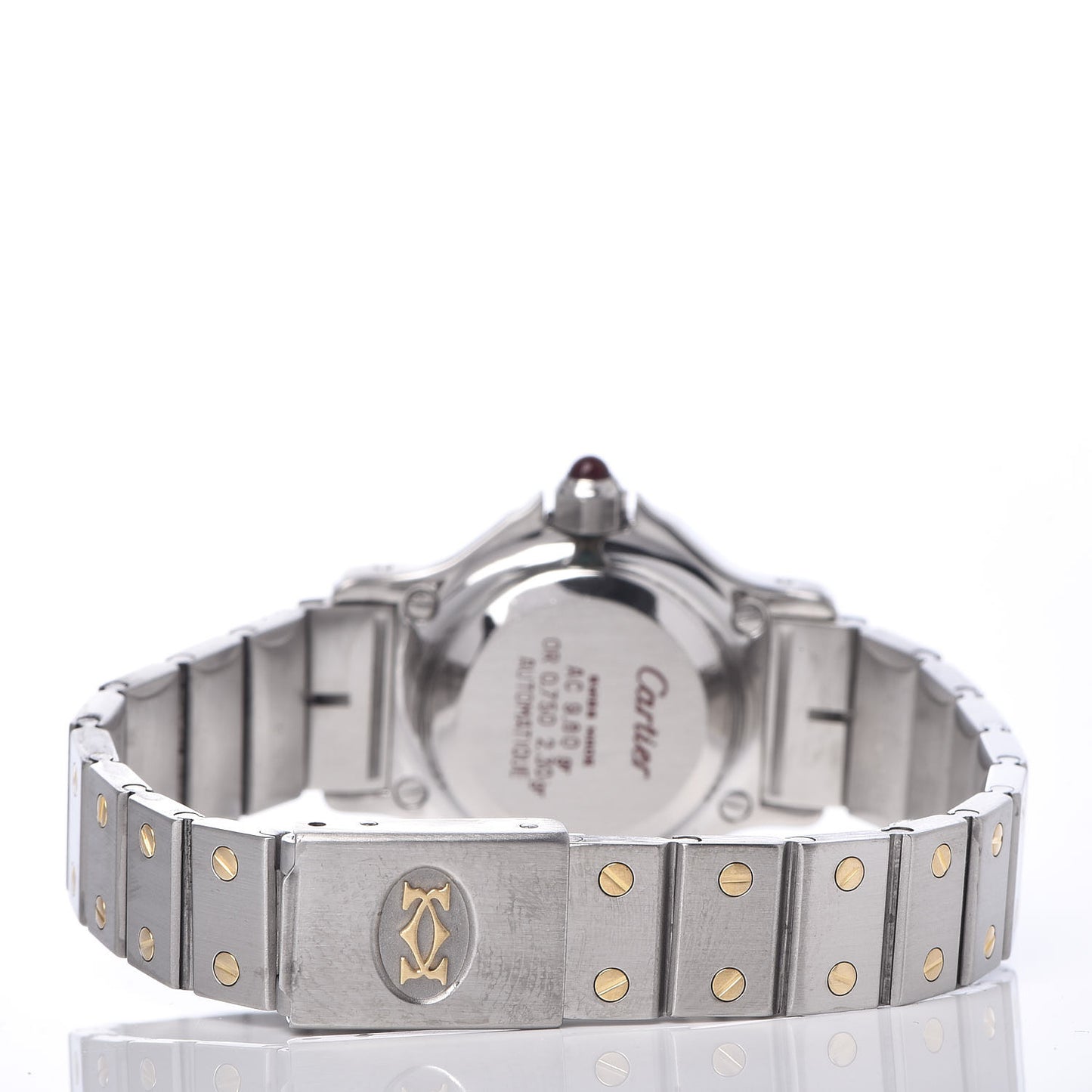 Stainless Steel 18K Yellow Gold Diamond 25mm Santos Octagon Automatic Watch Black