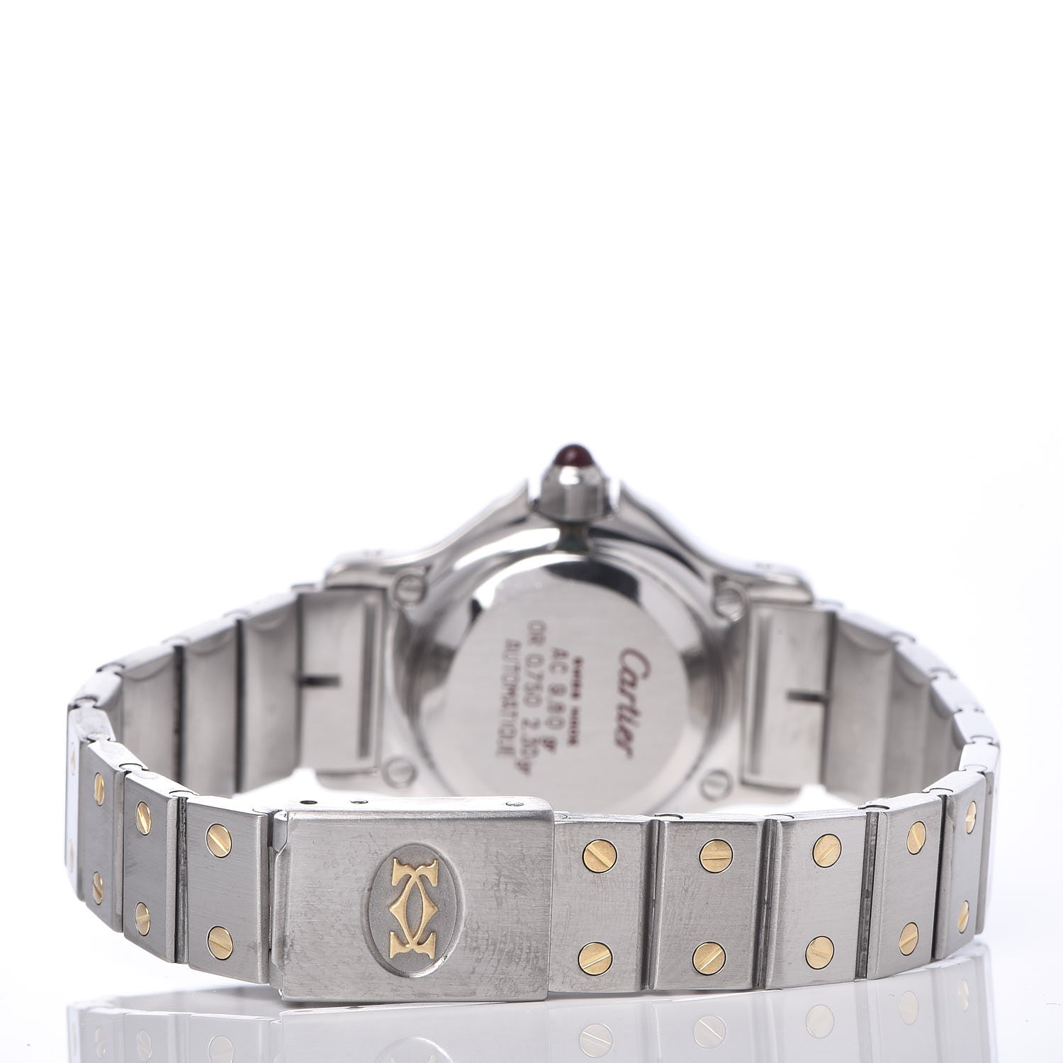 Cartier Stainless Steel 18K Yellow Gold Diamond 25mm Santos Octagon Automatic Watch Black 4 of 11
