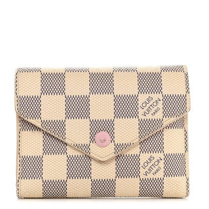 Louis Vuitton Damier Azur Victorine Wallet Rose Ballerine 1 of 15