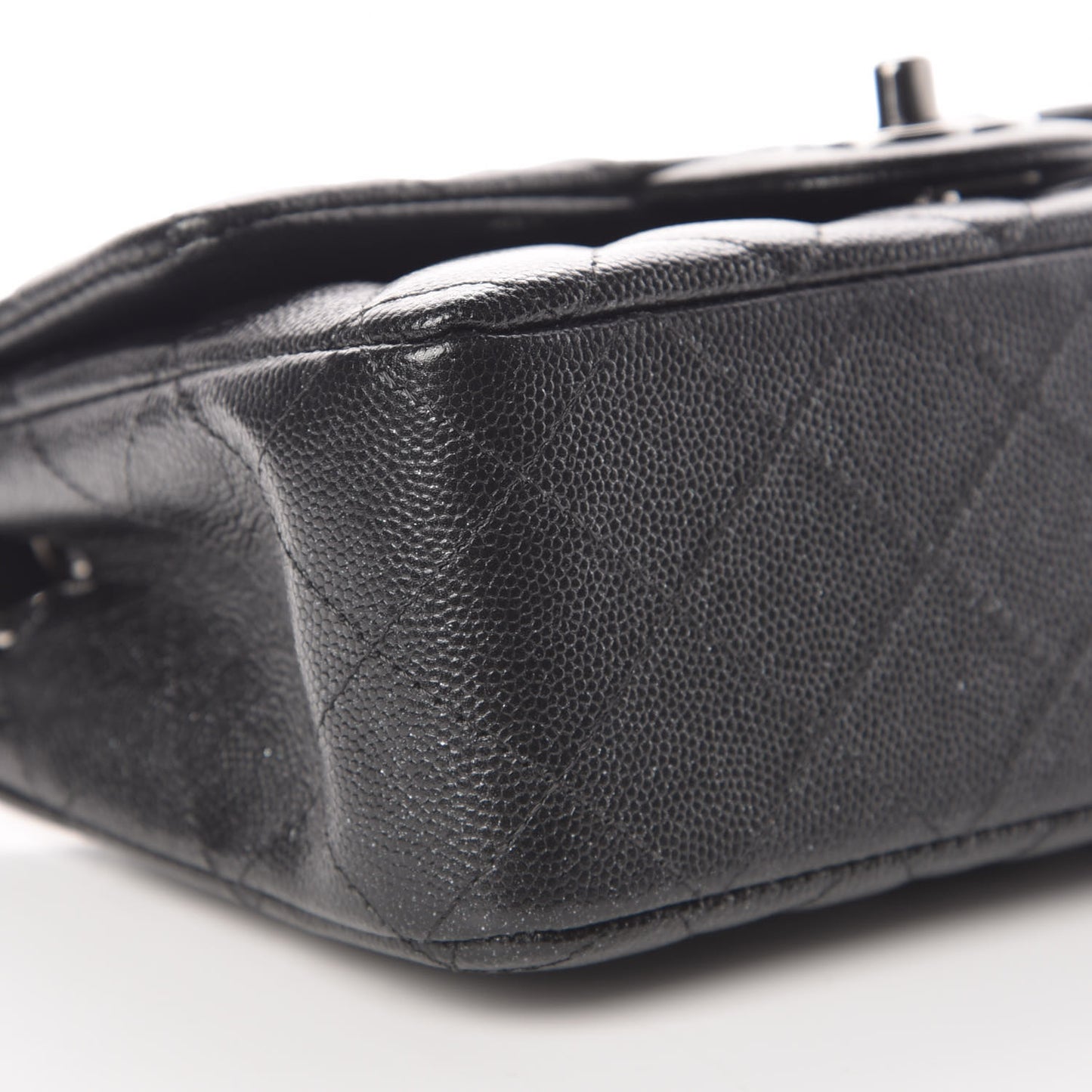 Iridescent Caviar Quilted Mini Rectangular Flap Black