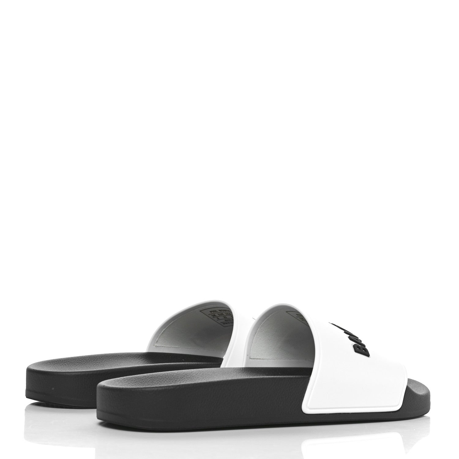 Balenciaga Rubber Womens Logo Pool Slide Sandals 39 Black White 4 of 9