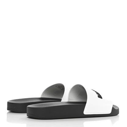 Balenciaga Rubber Womens Logo Pool Slide Sandals 39 Black White 4 of 9