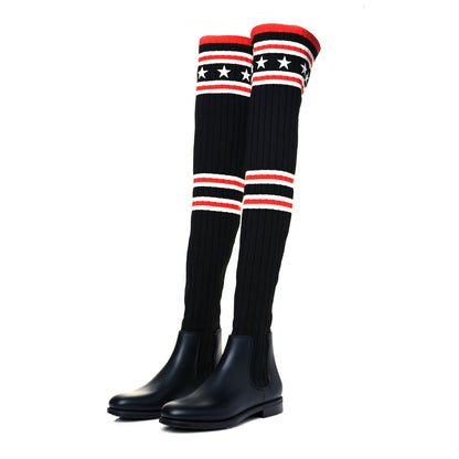 Givenchy Knit Rubber Storm Over The Knee Boots 37 Black 2 of 7