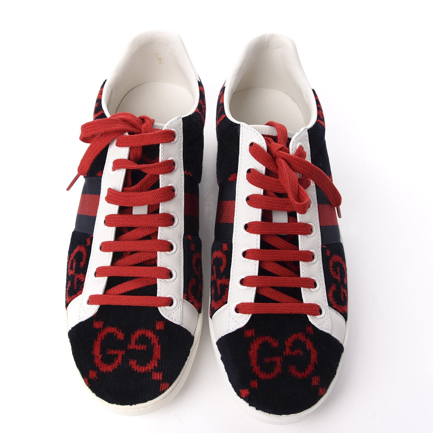Terry Cloth GG Monogram Web Womens Ace Sneakers 40 Blue Red