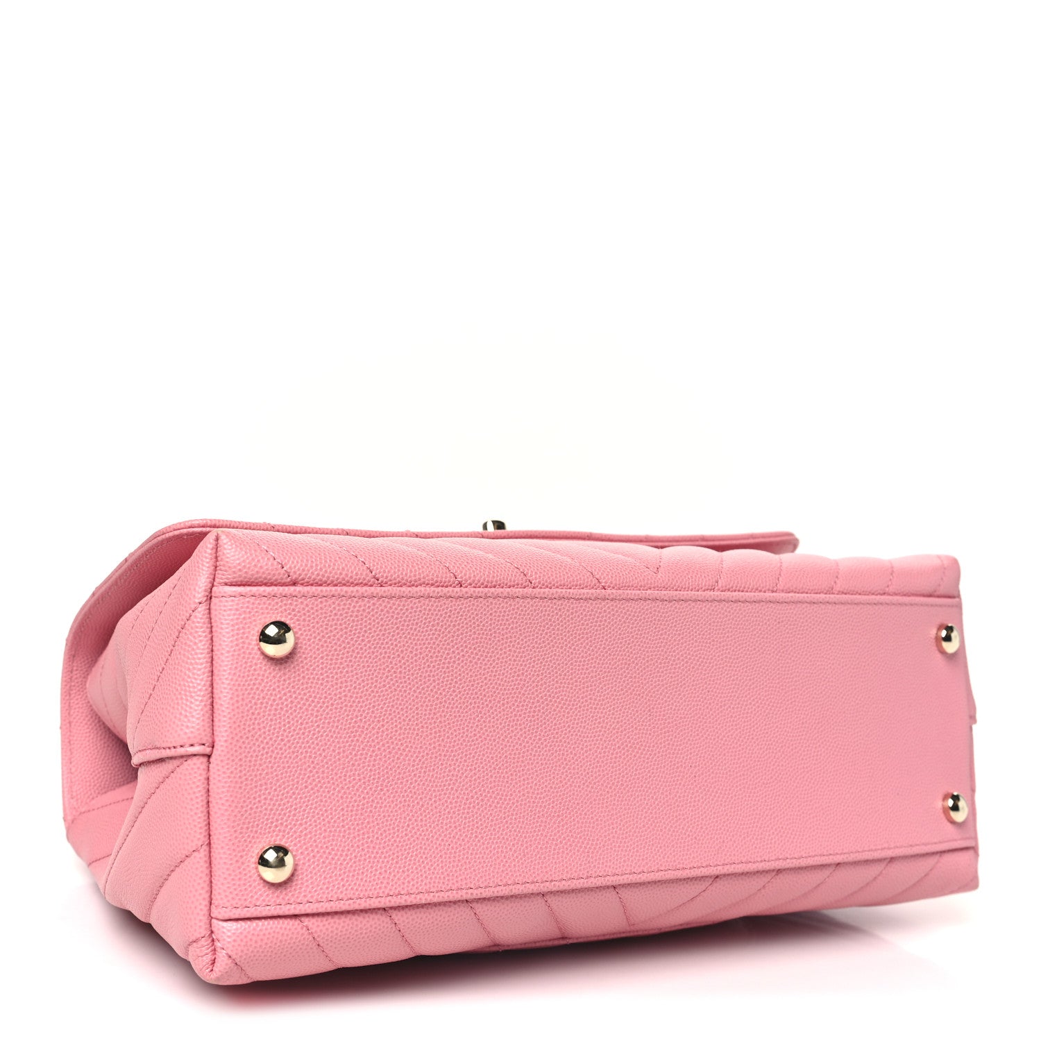 Chanel Caviar Chevron Quilted Small Coco Handle Flap Pink 4 of 10