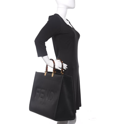 Fendi Vitello King Plexiglass Large Fendi Sunshine Shopper Tote Black 2 of 9