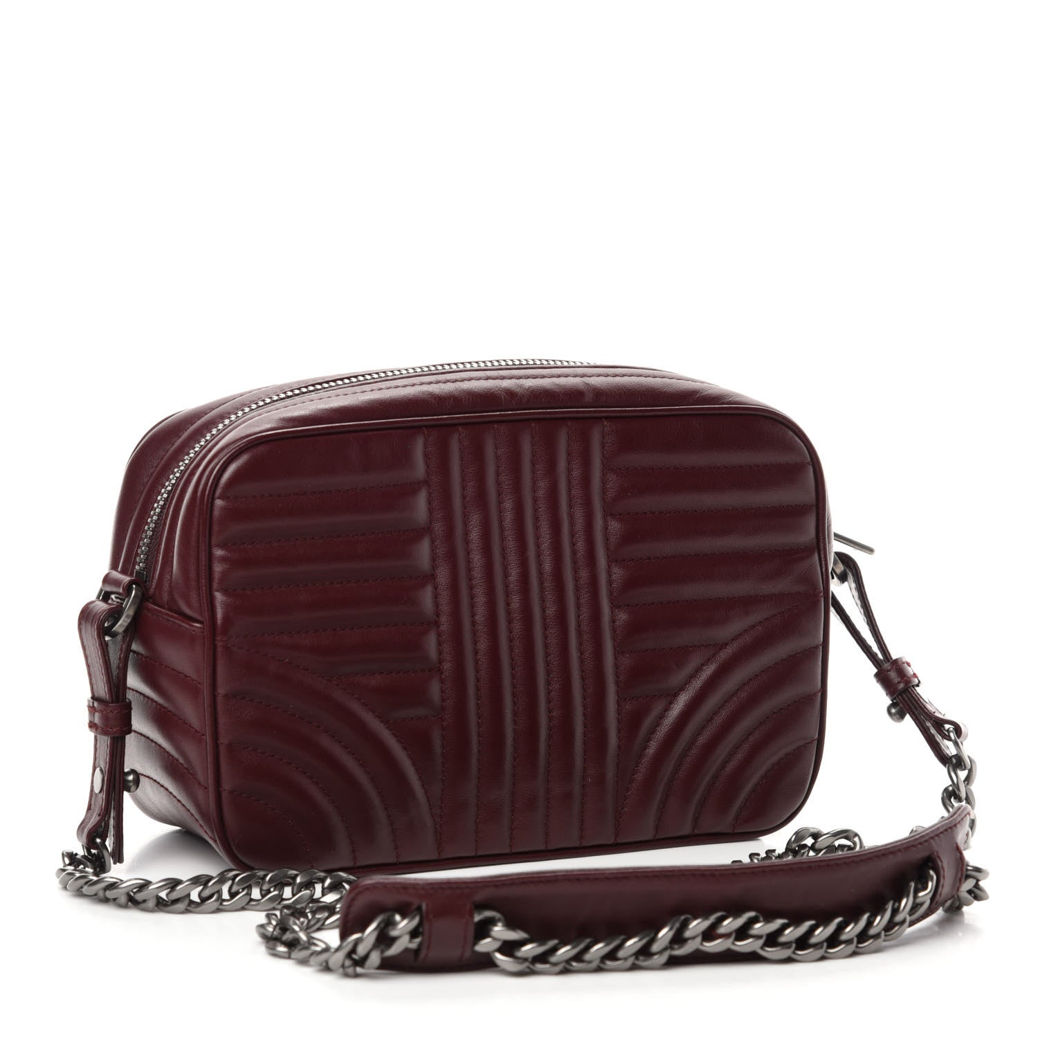 Prada Soft Calfskin Impunture Diagramme Camera Bag Granato 3 of 9