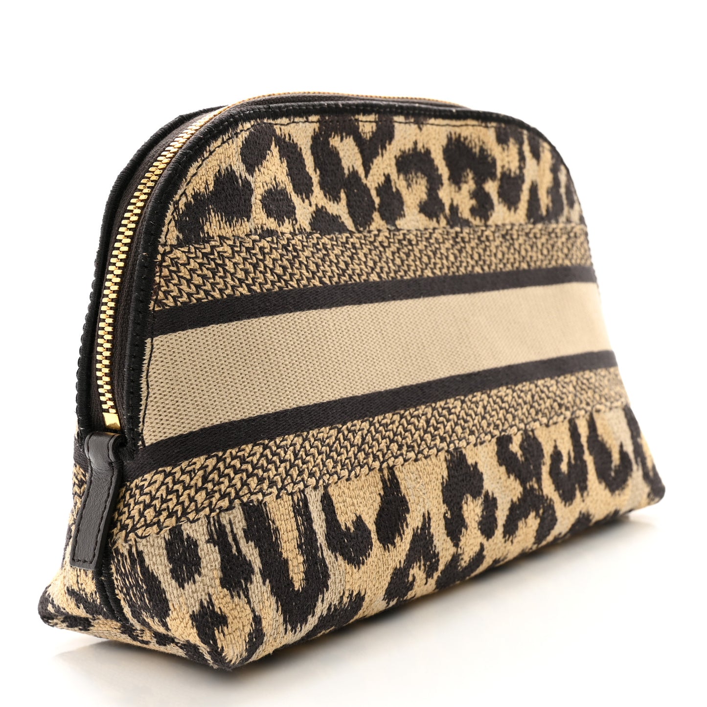 Canvas Leopard Print Cosmetic Pouch Beige