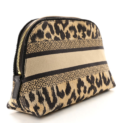 Christian Dior Canvas Leopard Print Cosmetic Pouch Beige 3 of 7