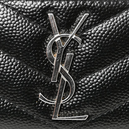 Saint Laurent Grain De Poudre Matelasse Chevron Monogram Credit Card Case Black 10 of 11