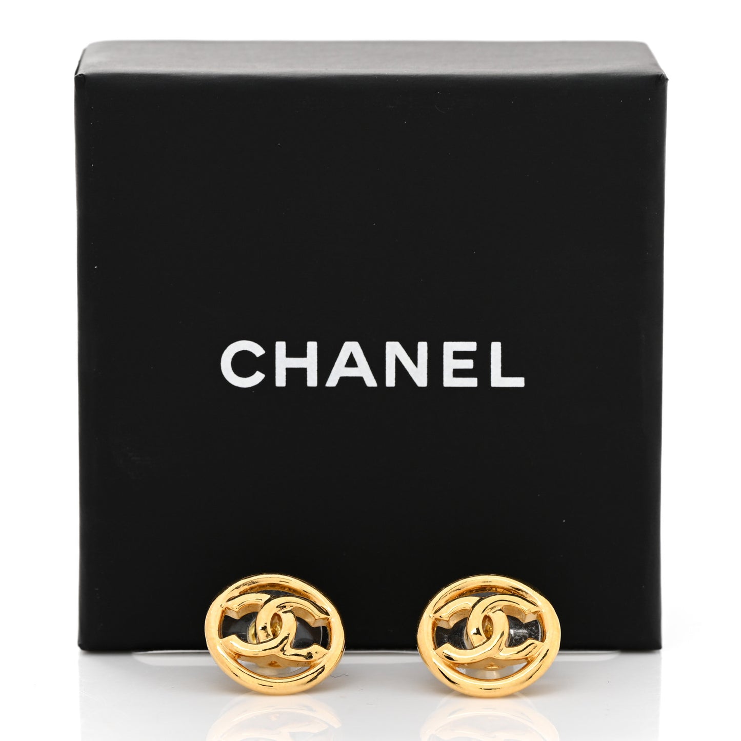 Metal CC Round Earrings Gold