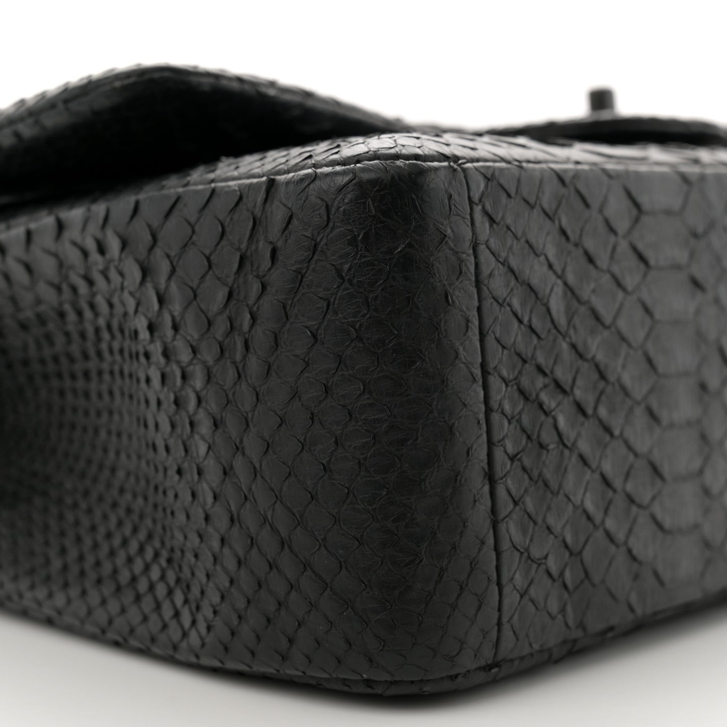 Snakeskin Jumbo Double Flap So Black