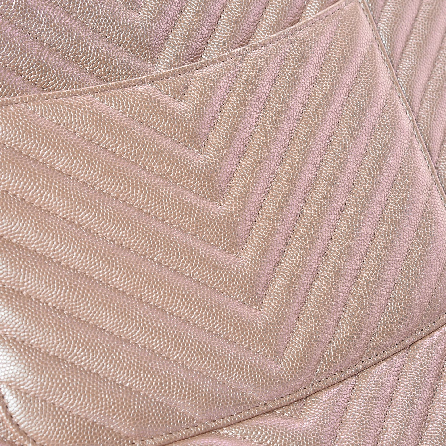 Iridescent Caviar Chevron Quilted Large Cosmetic Case Light Gold