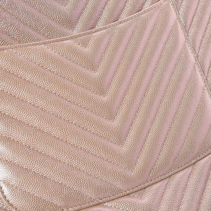 Chanel Iridescent Caviar Chevron Quilted Large Cosmetic Case Light Gold 8 of 11