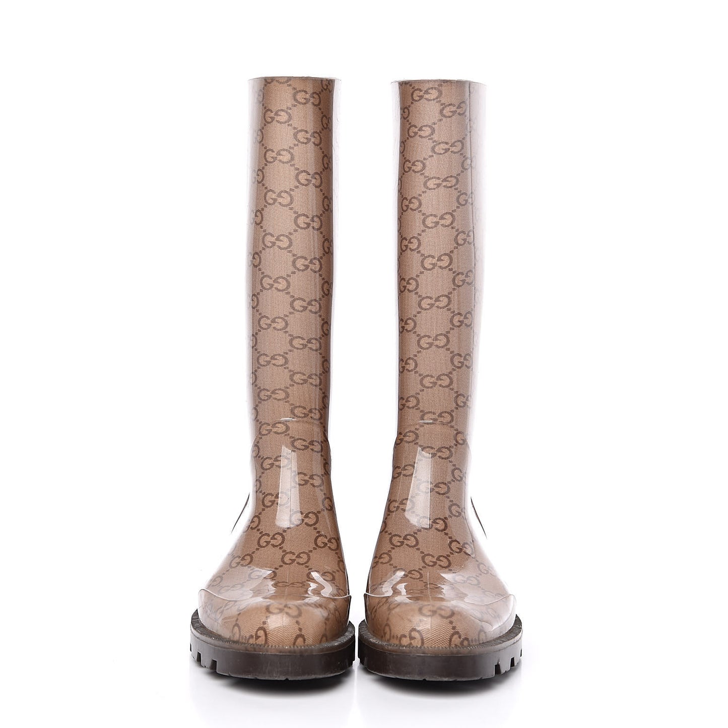 Rubber Monogram Edinburg Rain Boots 37 Transparent Cocoa