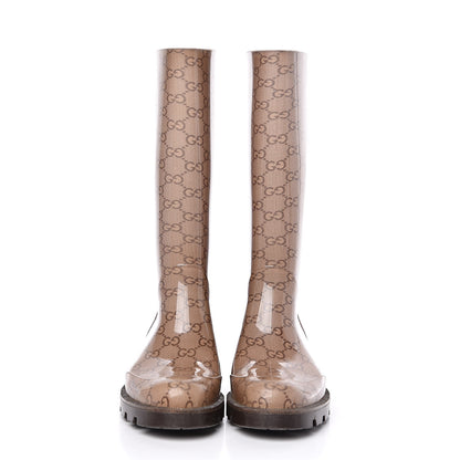 Gucci Rubber Monogram Edinburg Rain Boots 37 Transparent Cocoa 2 of 7