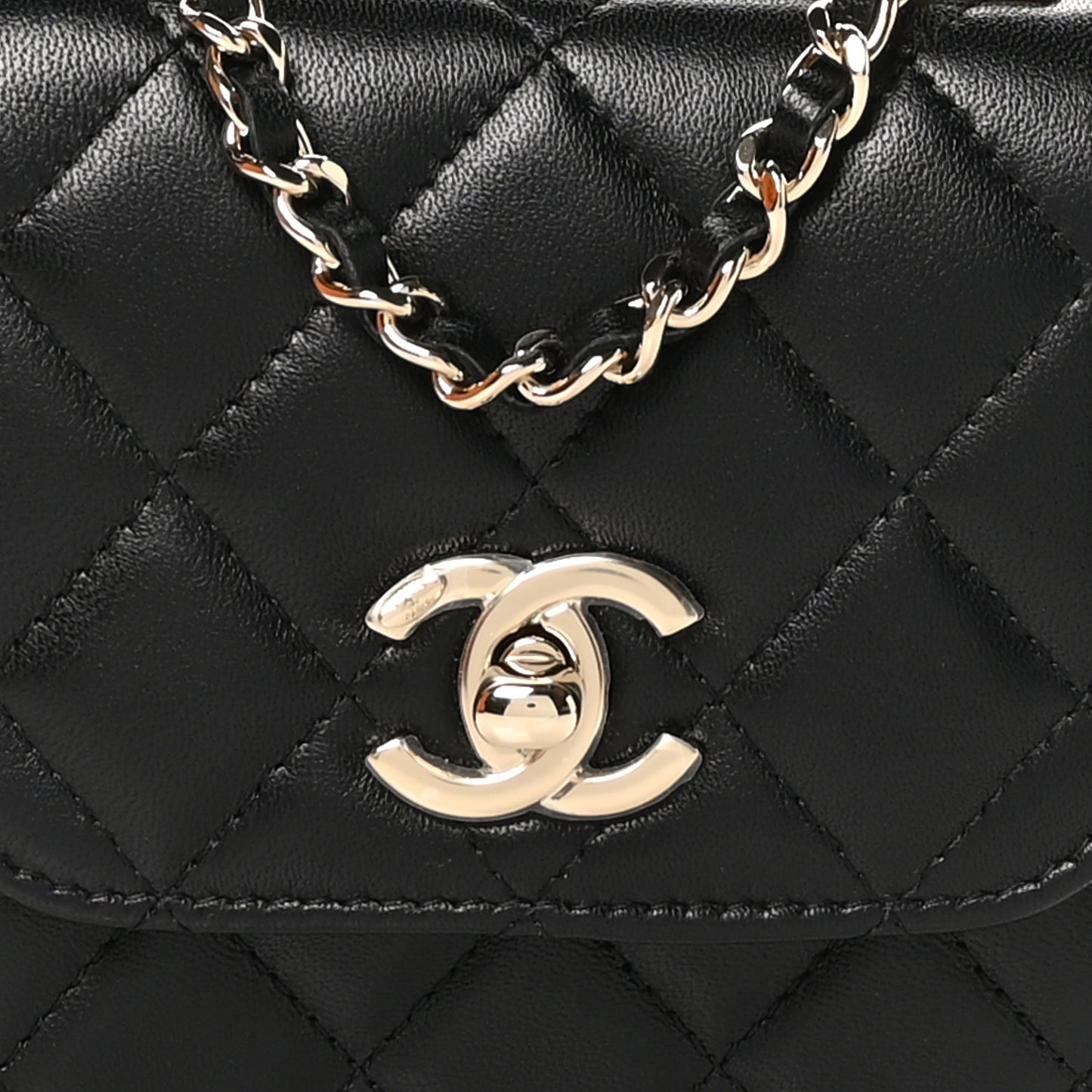 Lambskin Quilted Mini Trendy CC Chain Wallet Black