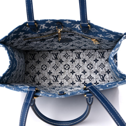 Louis Vuitton Monogram Jacquard Denim Onthego MM Bleu 5 of 8