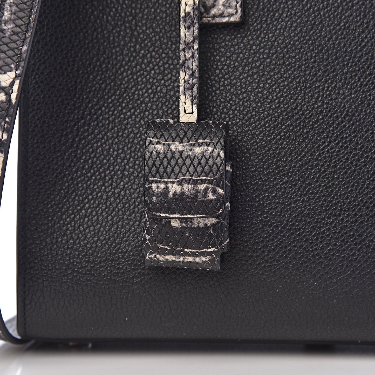 Grained Calfskin Python Embossed Nano Sac De Jour Black