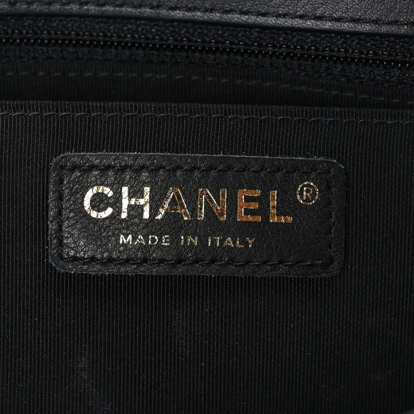 Calfskin Chevron Quilted Large Statement Flap Black