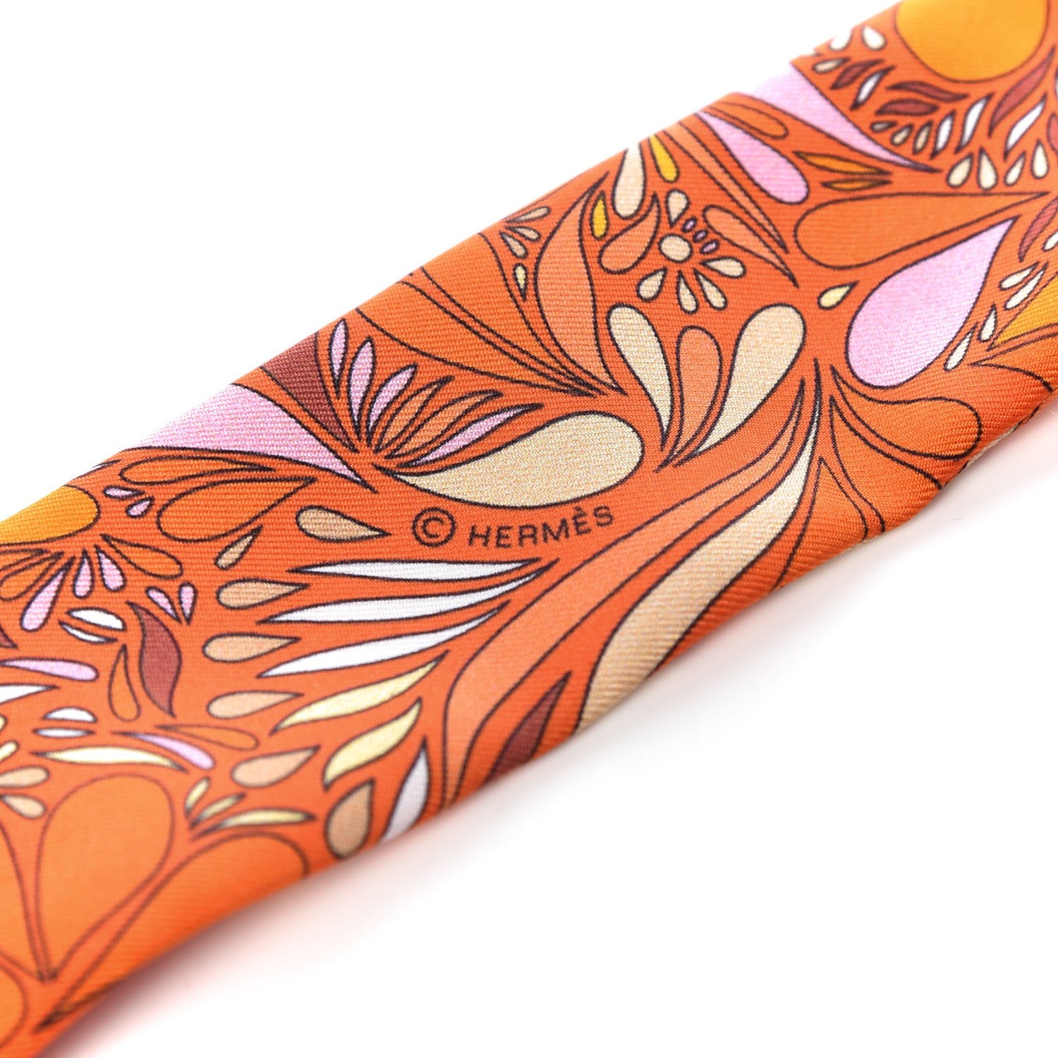 Hermes Silk Millefleurs du Mexique Twilly Orange Curry Sol 4 of 5