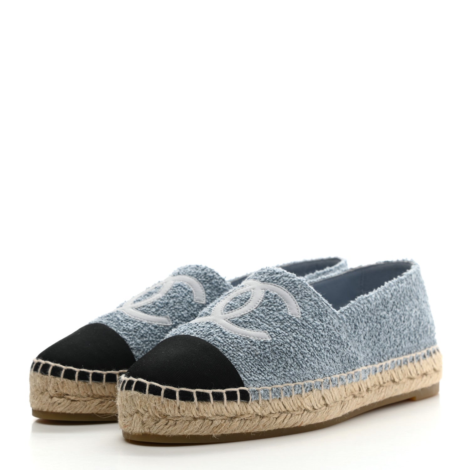 Chanel Fabric Grosgrain CC Espadrilles 38 Blue Black 3 of 10