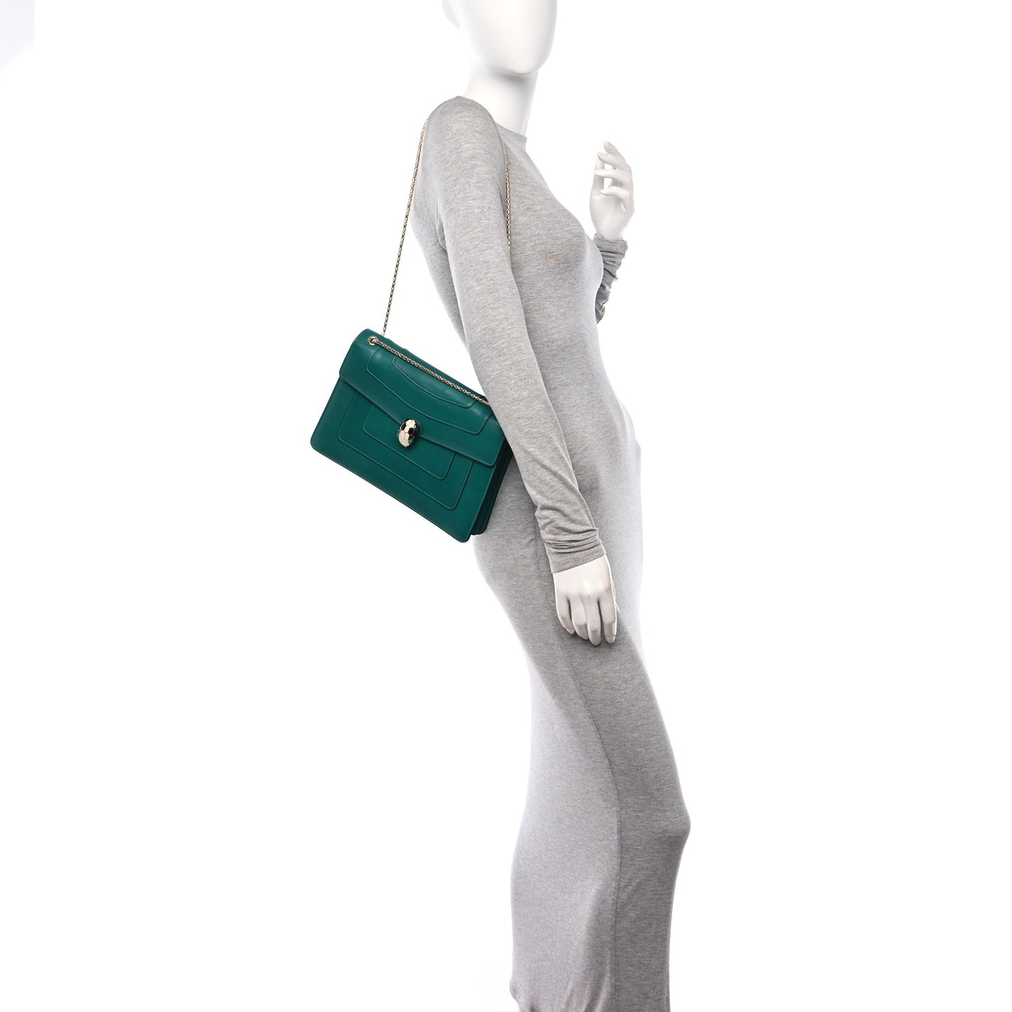 Calfskin Serpenti Forever Shoulder Bag Emerald Green