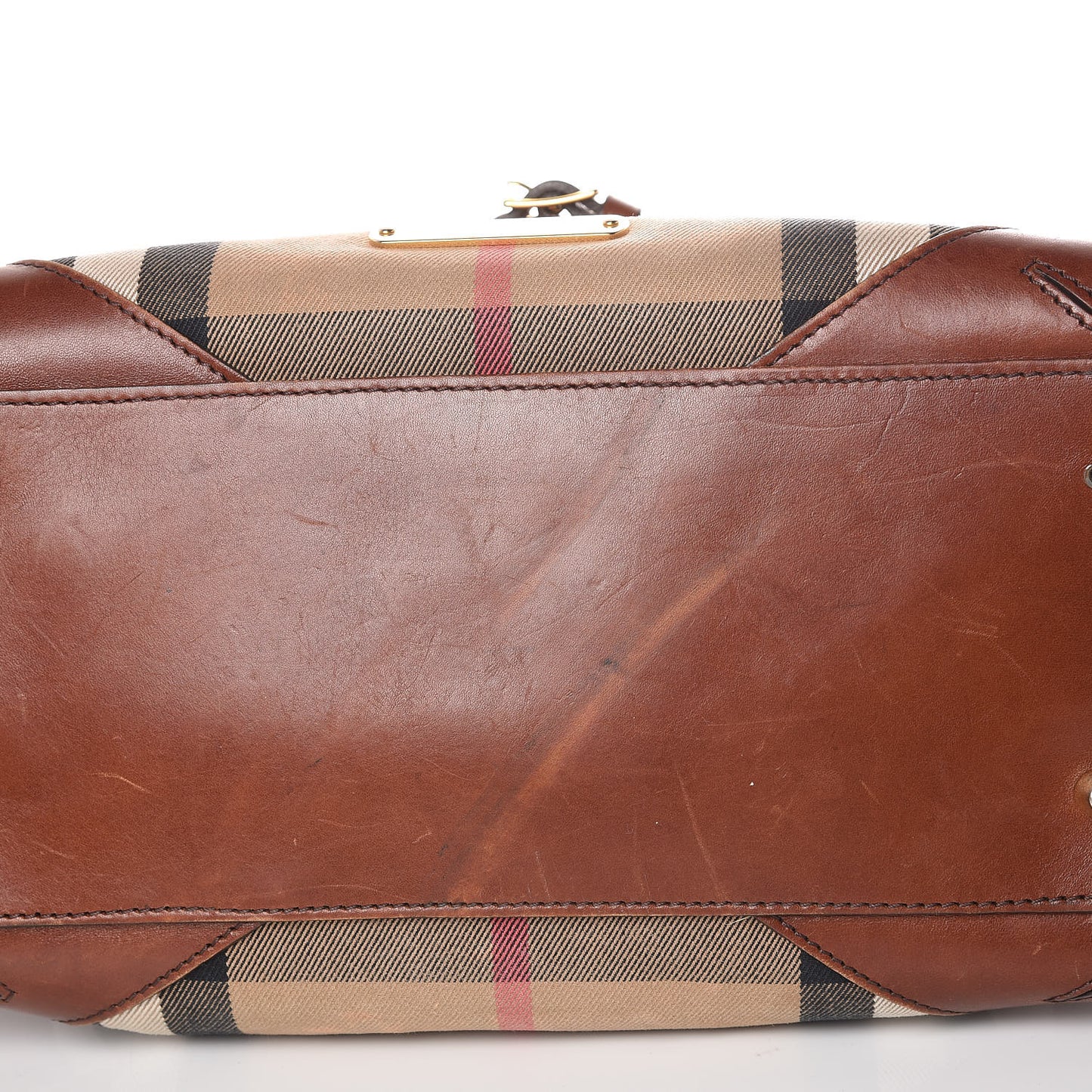 House Check Bridle Calfskin Medium Alchester Bowling Bag Dark Tan