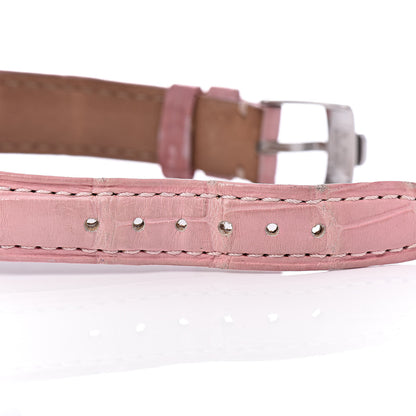 Chopard Stainless Steel Alligator Diamond Pink Sapphire Mother of Pearl 26mm Happy Sport Moon Star Quartz Watch 8 of 9