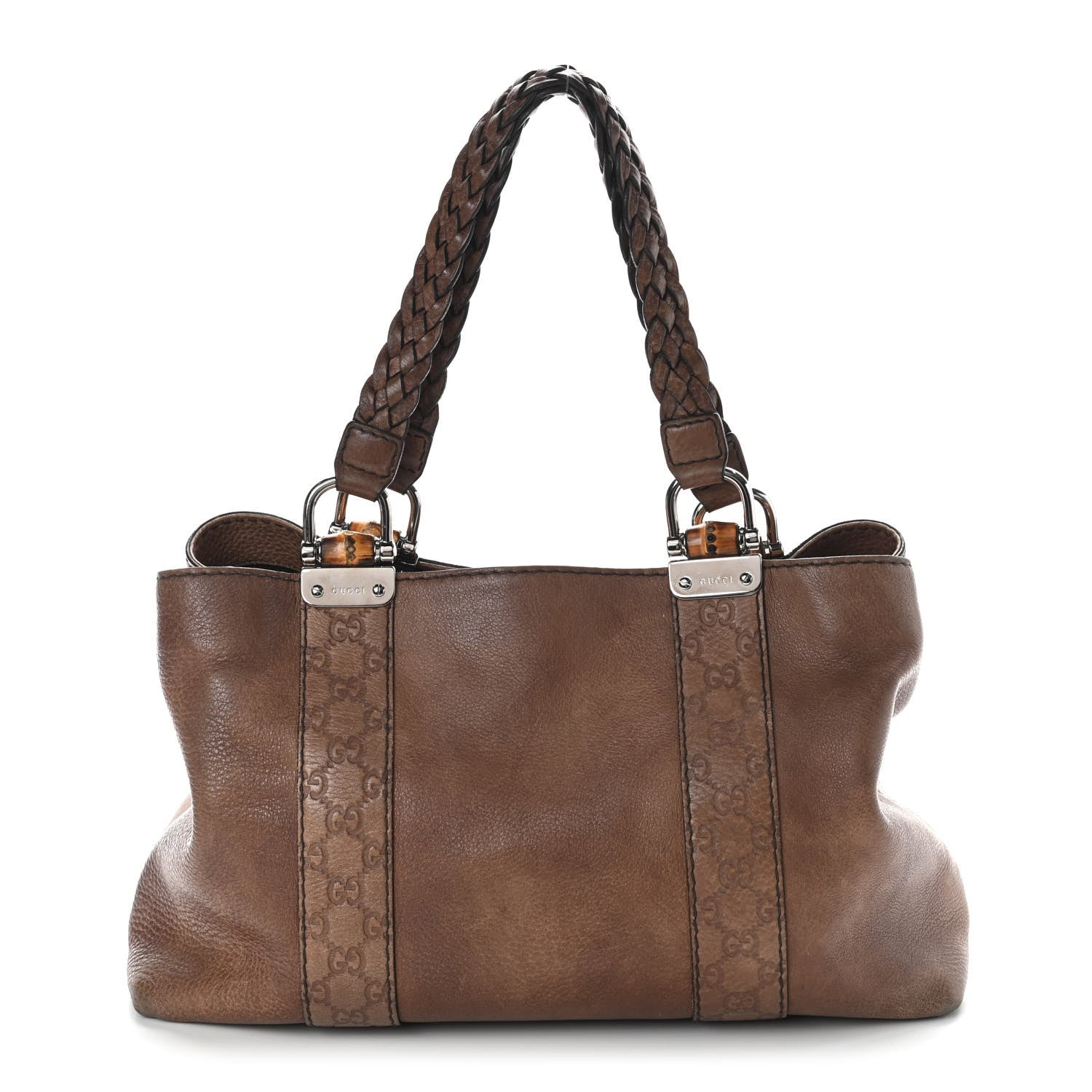 Gucci Calfskin Medium Bamboo Bar Tote Bag Brown 1 of 9