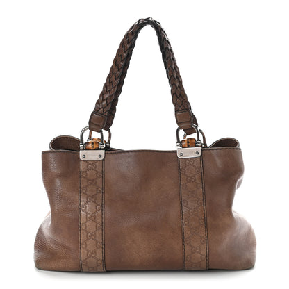 Gucci Calfskin Medium Bamboo Bar Tote Bag Brown 1 of 9