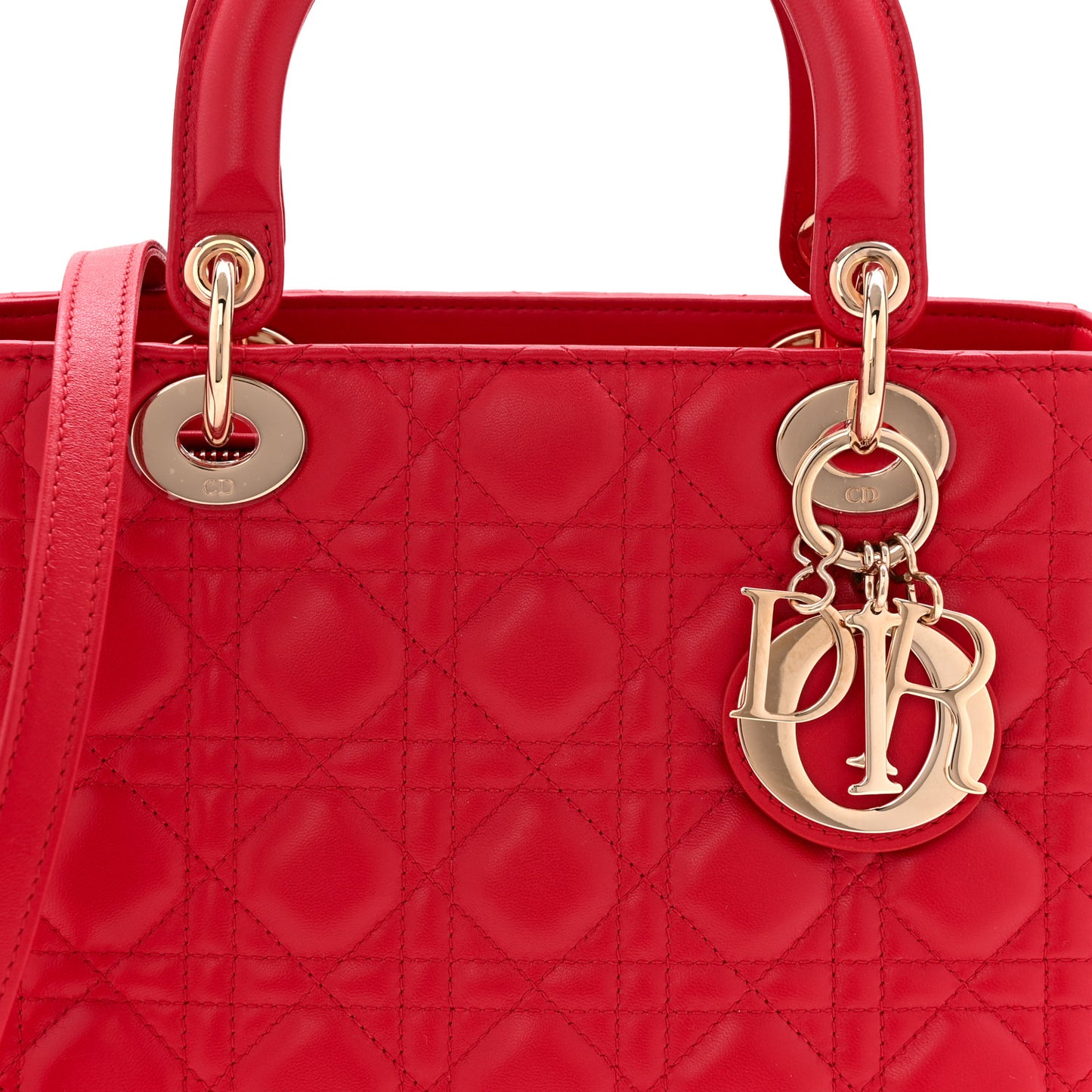 Lambskin Cannage Medium Lady Dior Red