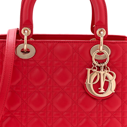 Christian Dior Lambskin Cannage Medium Lady Dior Red 8 of 10