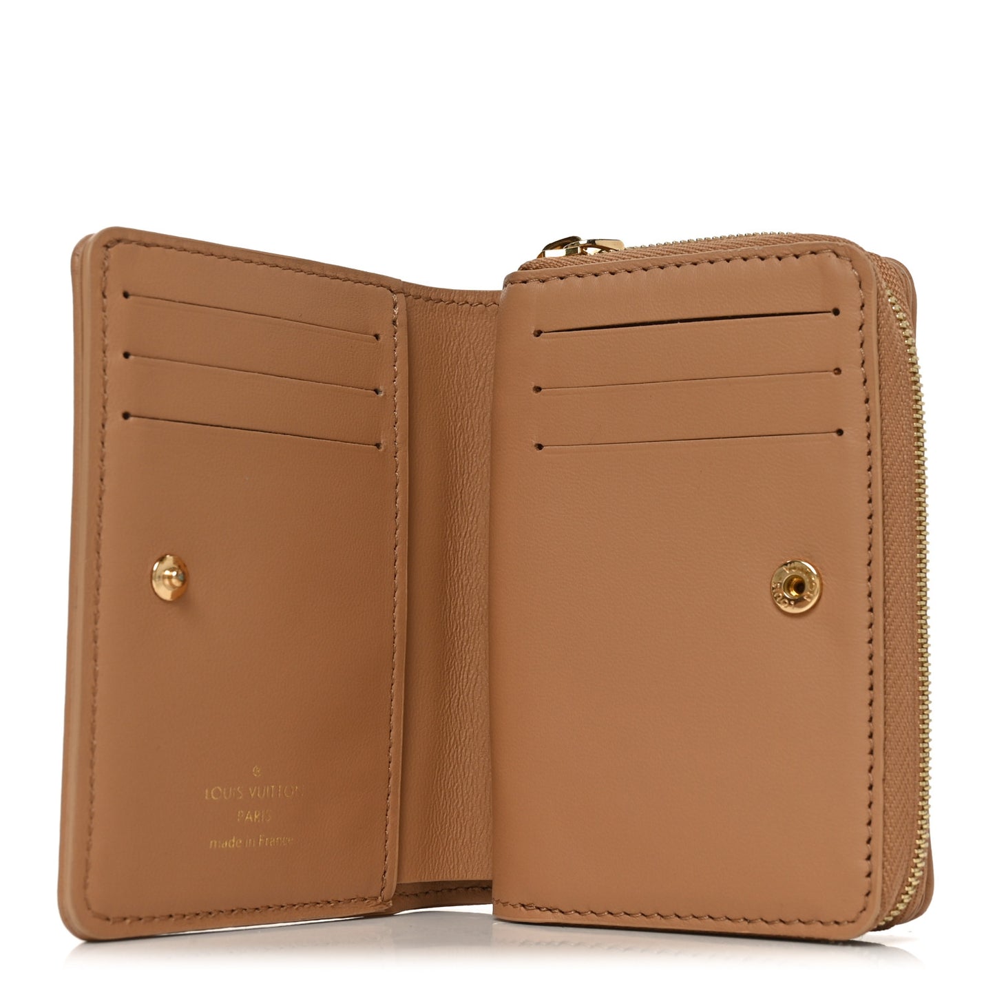 Lambskin Embossed Monogram Lou Coussin Wallet Camel