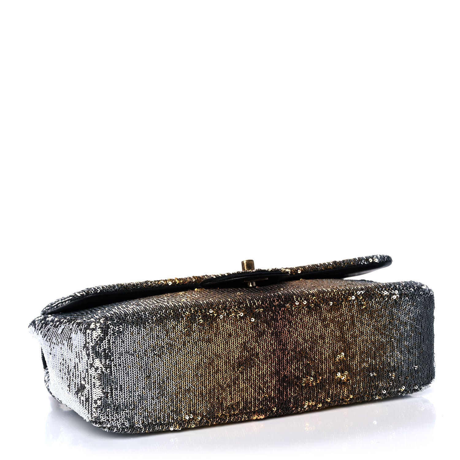 Chanel Sequin Medium Single Flap Silver Gold 3 of 10