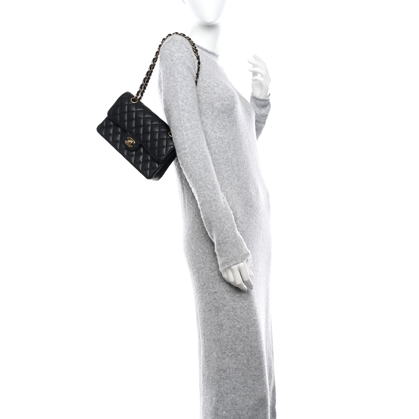 Caviar Quilted Small Double Flap Black