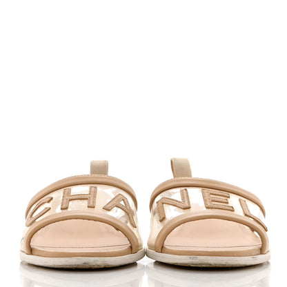 Chanel Lambskin PVC Mule 38.5 Transparent Beige 2 of 13