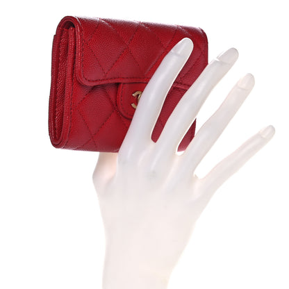 Chanel Caviar Quilted Flap Card Holder Wallet Red 2 of 10