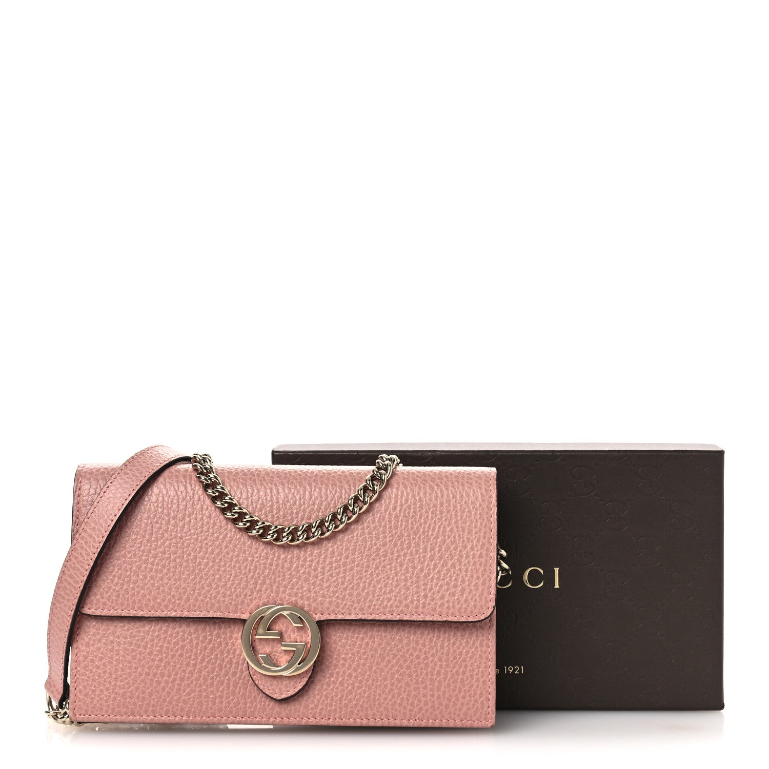 Gucci Dollar Calfskin Interlocking G Chain Wallet Soft Pink 14 of 14