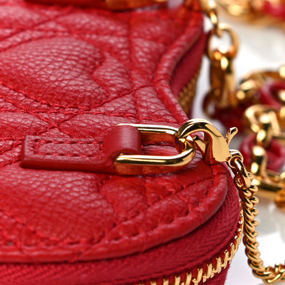 Christian Dior Calfskin Cannage Dioramour Caro Heart Pouch With Chain Bright Red 5 of 7