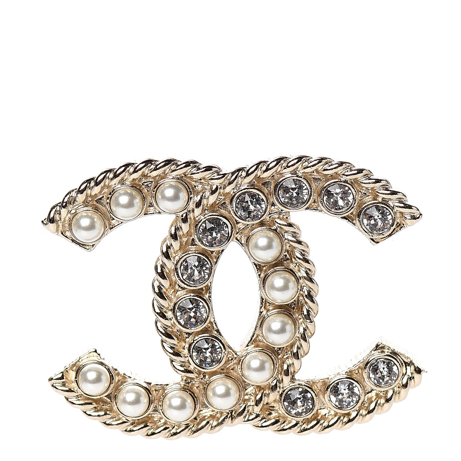 Chanel Pearl Crystal April In Paris CC Brooch Gold 1 of 4